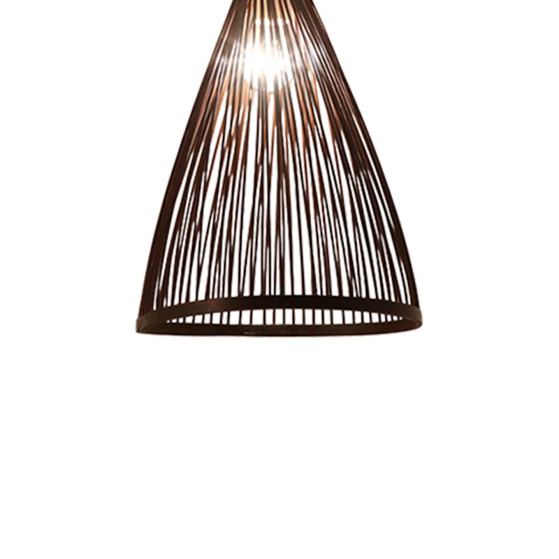 Woven Pendant Light Bamboo Cone Shade Tapered Hanging Ceiling Fixture Kitchen Dining