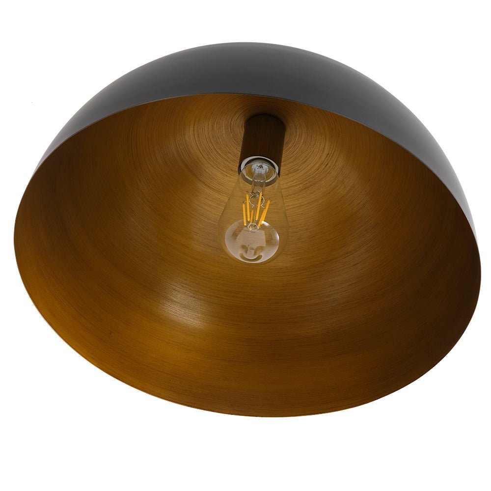 Black and Gold Ceiling Light Dome Shade Flush Mount 1-Light Indoor Fixture