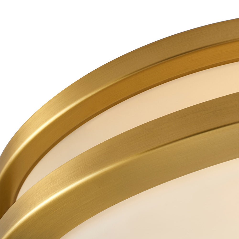 Brass Ceiling Light Round Double Ring White Glass Bowl Flush Mount Hallway Fixture