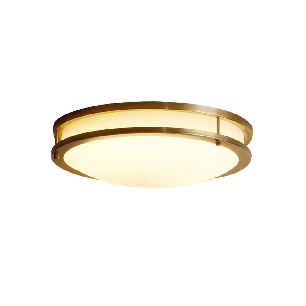 Brass Ceiling Light Round Double Ring White Glass Bowl Flush Mount Hallway Fixture