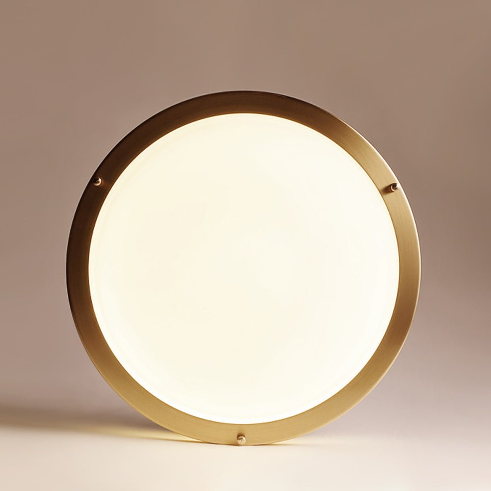 Brass Ceiling Light Round Double Ring White Glass Bowl Flush Mount Hallway Fixture