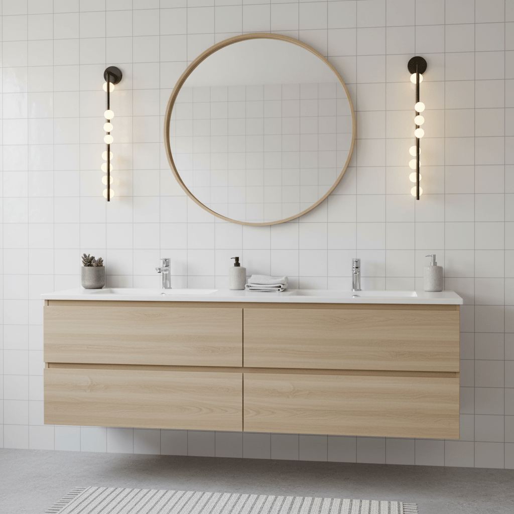 Side profile of Vouga wall sconce showing glass globe shape
