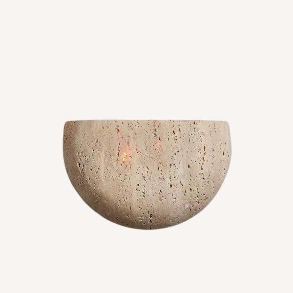 Half-Moon Travertine Wall Sconce 7.9 Inch Natural Beige Up Down Light Wall Decor