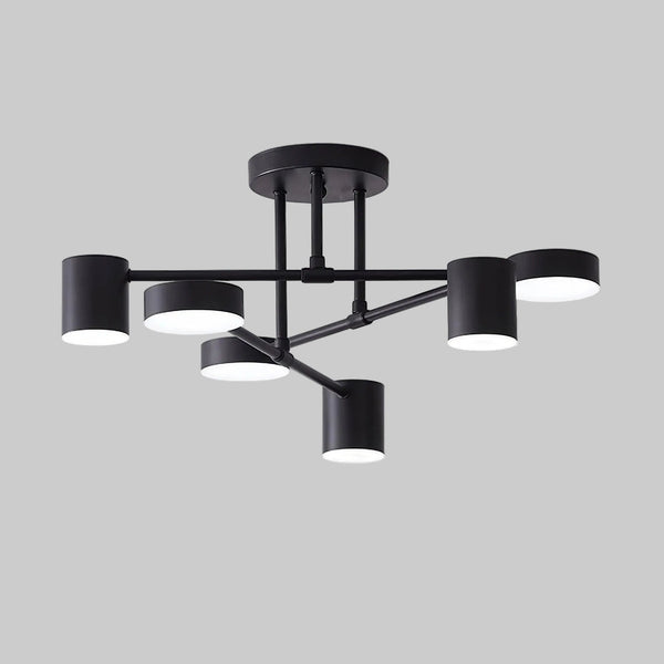 Black and Gold Ceiling Light 6-Light Sputnik Starburst Semi Flush Mount Living Room