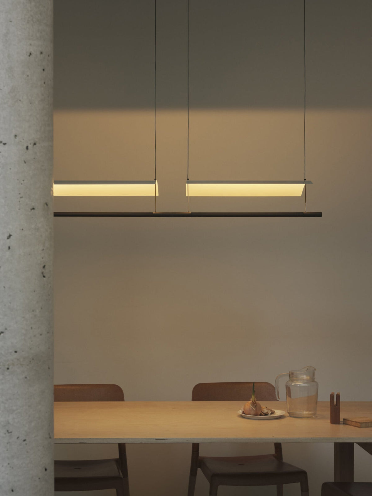 Veilane lighting collection in a dining interior; configuration shown for inspiration