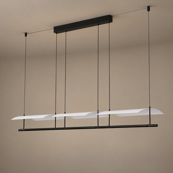 LED Pendant Lights Linear 3-Wing Black Dimmable Adjustable Cord Kitchen Island