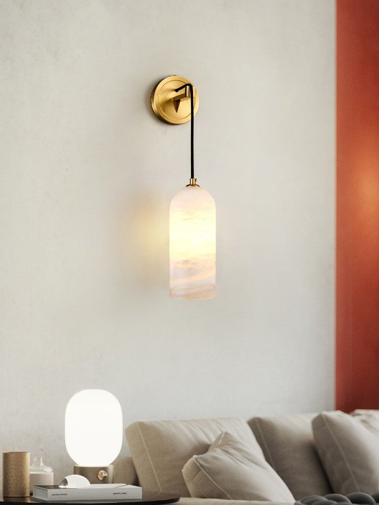 Zêzere alabaster sconce detail showing shade texture and finish